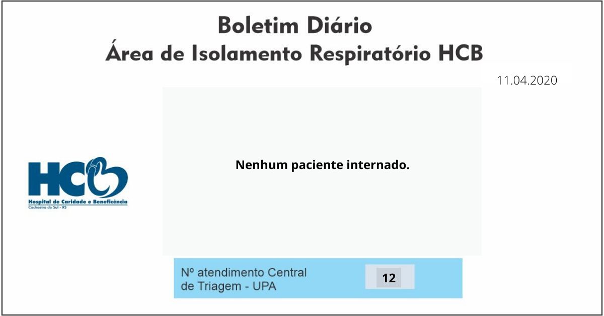 Boletim Diário - Área de Isolamento Respiratório COVID-19